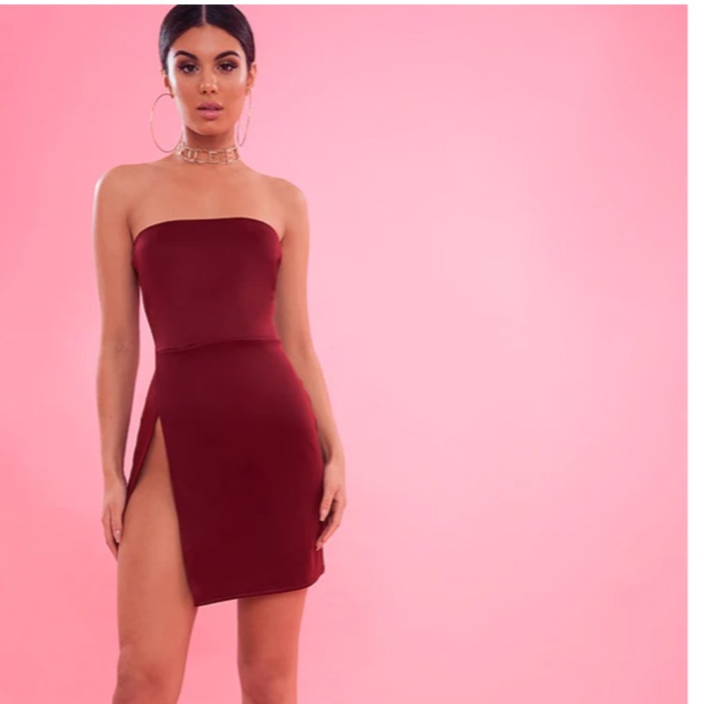 PLT Wine extreme split bodycon dress sz.12